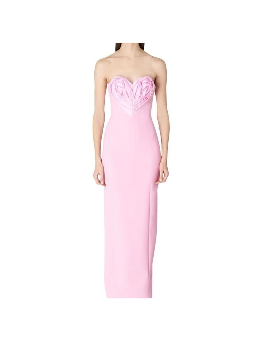$4,490 Carolina Herrera Pink Strapless Heart Column Gown Size 8